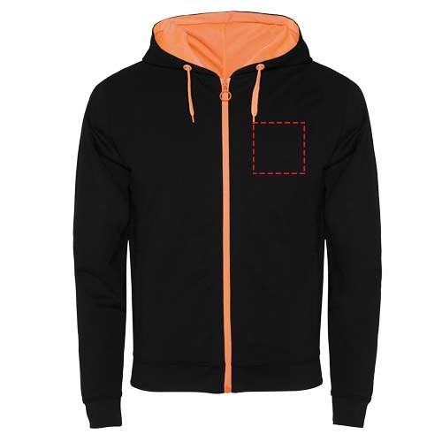 Fuji Kaputzensweatjacke Unisex schwarz, Fluor Orange