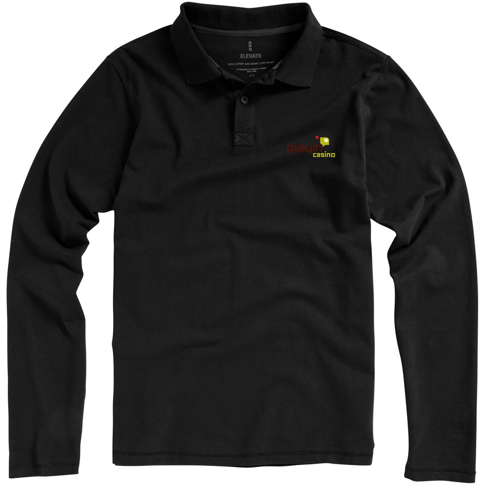 Oakville Langarm Poloshirt für Herren schwarz