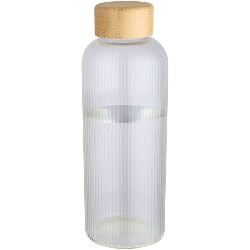 Mirage 650 ml einwandige Trinkflasche aus Borosilikatglas mit Bambusdeckel