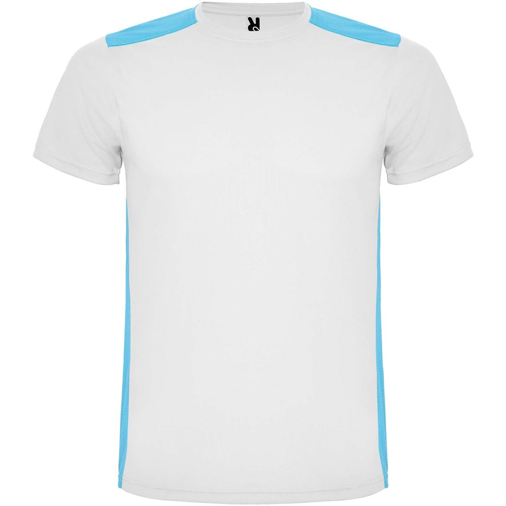 Detroit T-Shirt Unisex aus recyceltem Material weiss, türkis