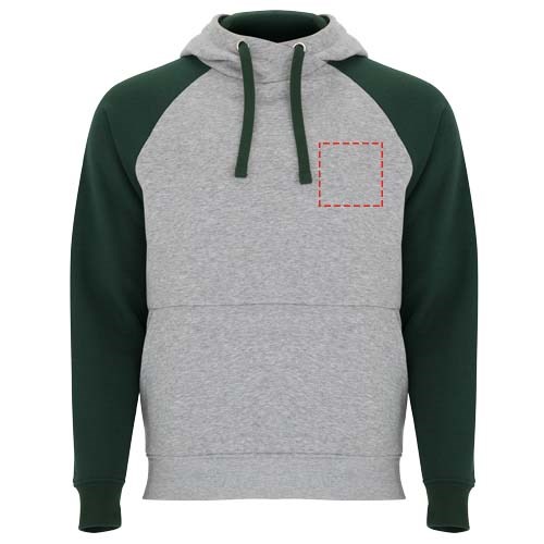 Badet zweifarbiger Kapuzenpullover Unisex heather grau, dunkelgrün