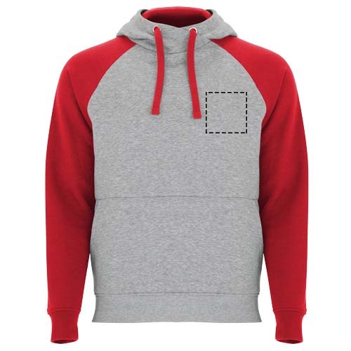 Badet zweifarbiger Kapuzenpullover Unisex heather grau, rot