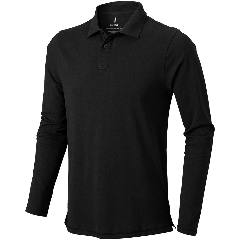 Oakville Langarm Poloshirt für Herren schwarz