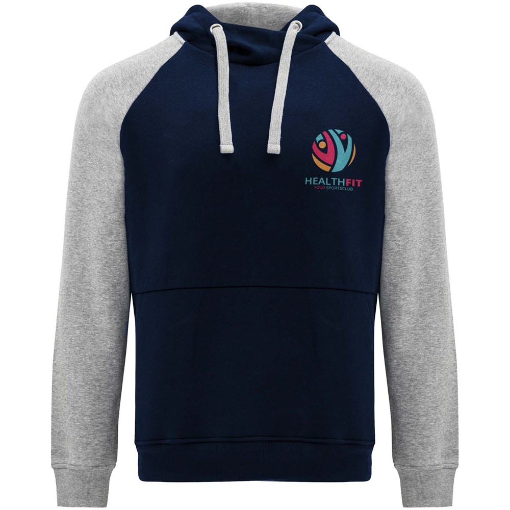 Badet zweifarbiger Kapuzenpullover Unisex Navy Blue, heather grau