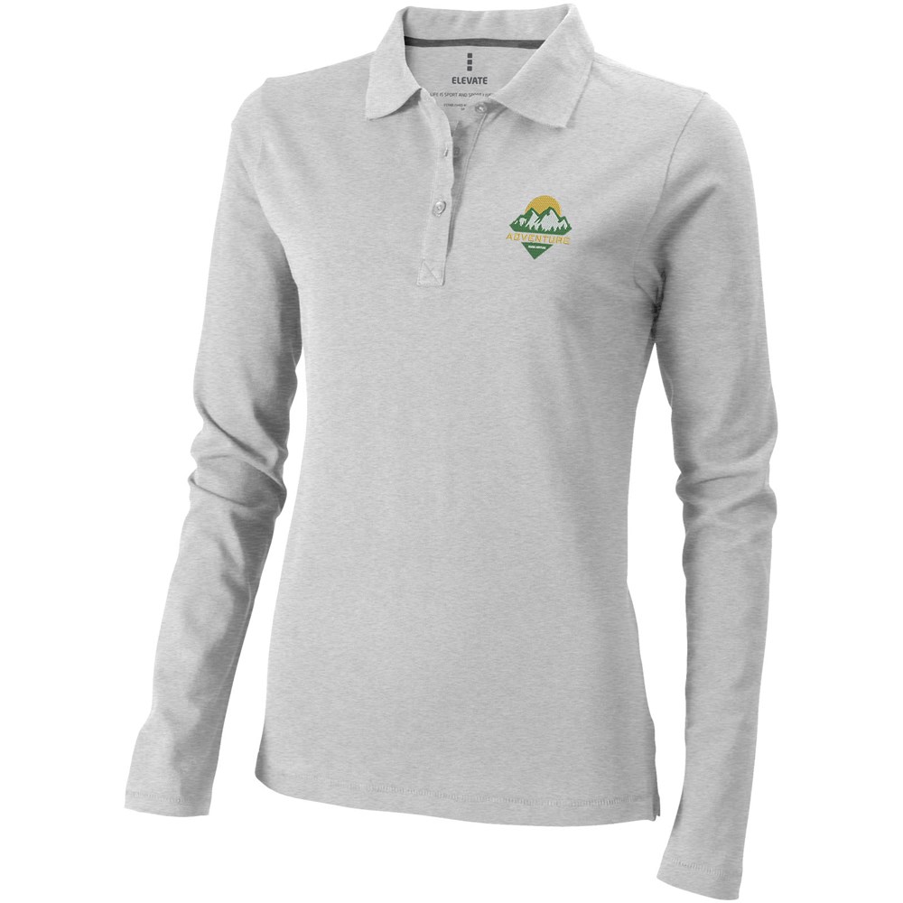 Oakville Langarm Poloshirt für Damen grau meliert