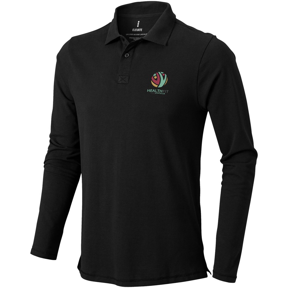 Oakville Langarm Poloshirt für Herren schwarz
