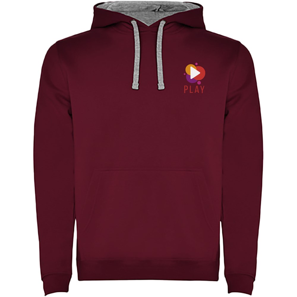 Urban Kapuzenpullover für Herren Maroon rot, Marl Grey