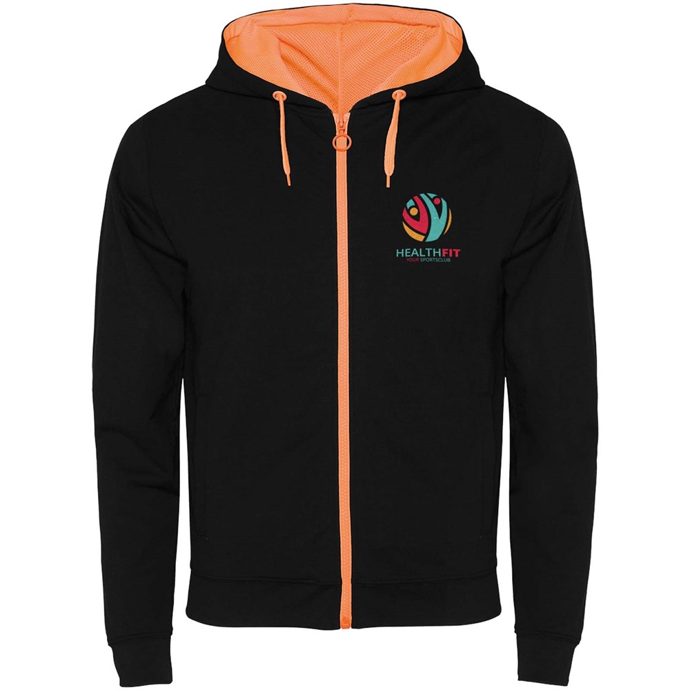 Fuji Kaputzensweatjacke Unisex schwarz, Fluor Orange