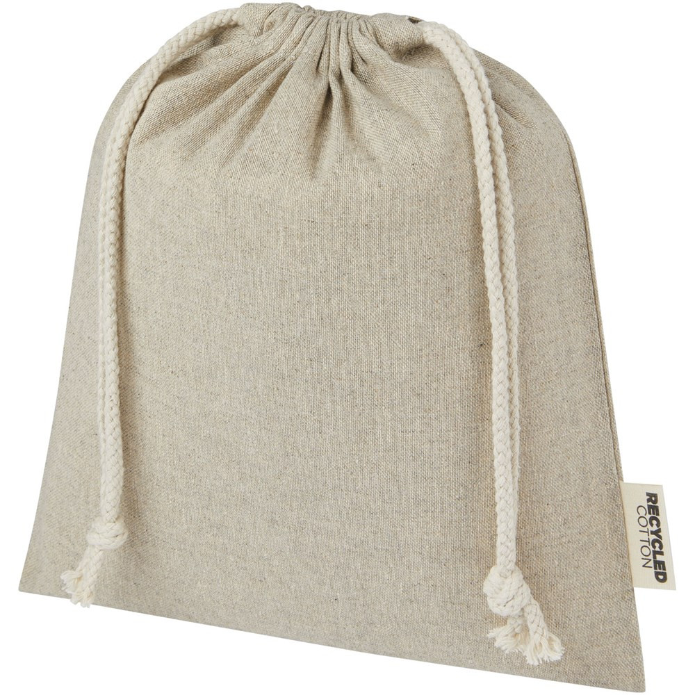 Pheebs 150 g/m² GRS Zuziehbeutel aus Recyclingbaumwolle mittel 1,5 l