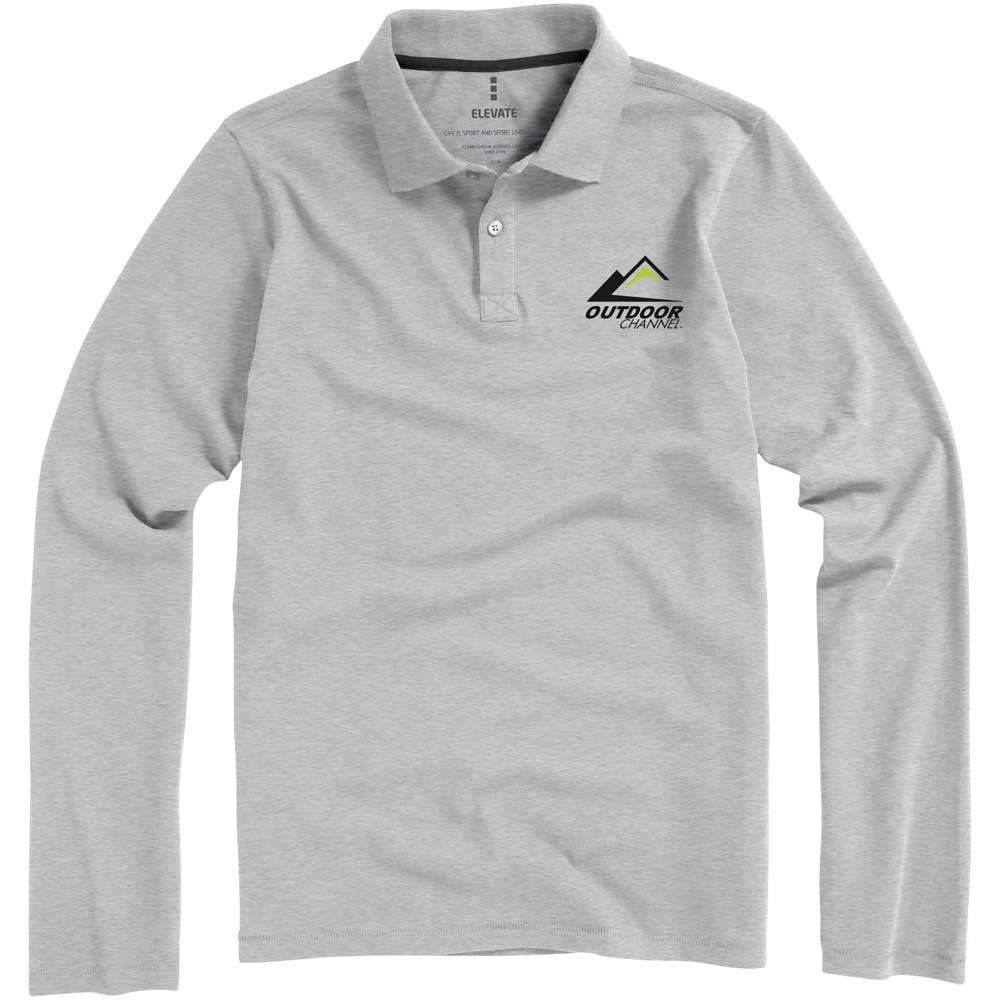 Oakville Langarm Poloshirt für Herren grau meliert