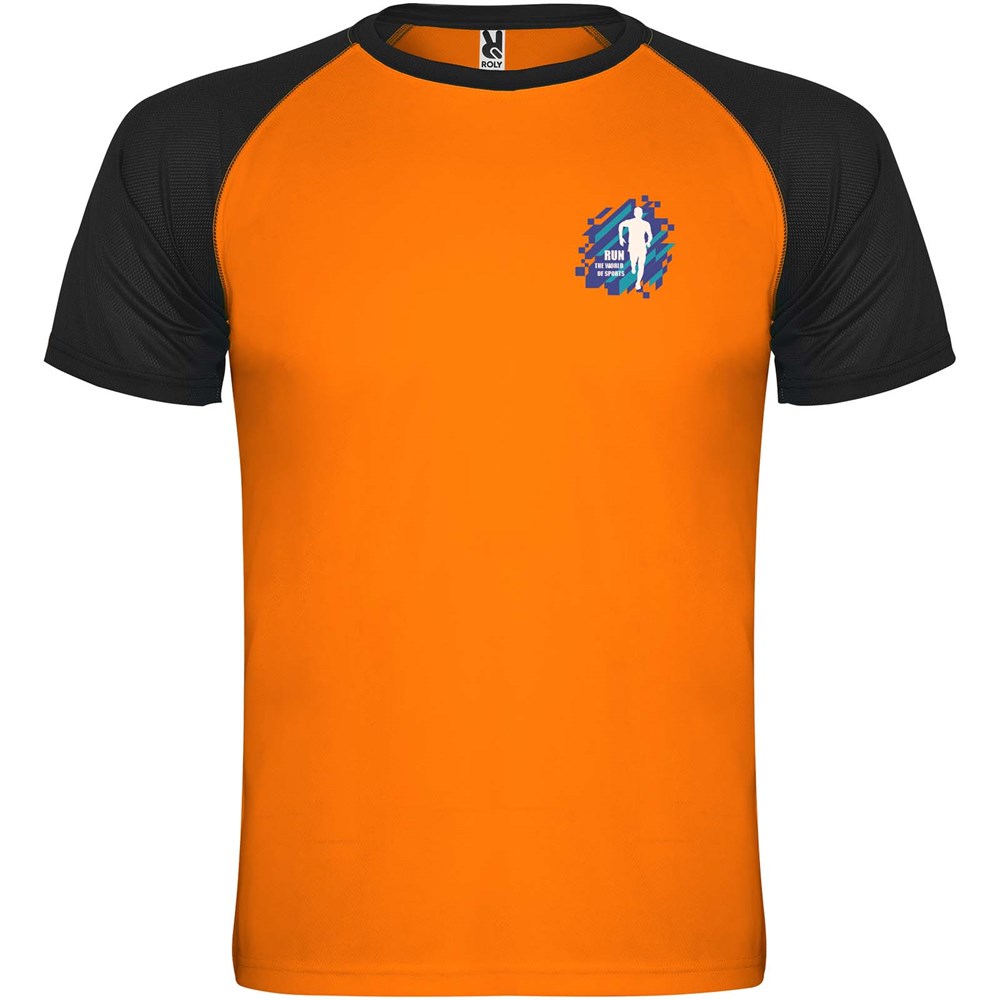 Indianapolis T-Shirt Unisex aus recyceltem Material Fluor Orange, schwarz