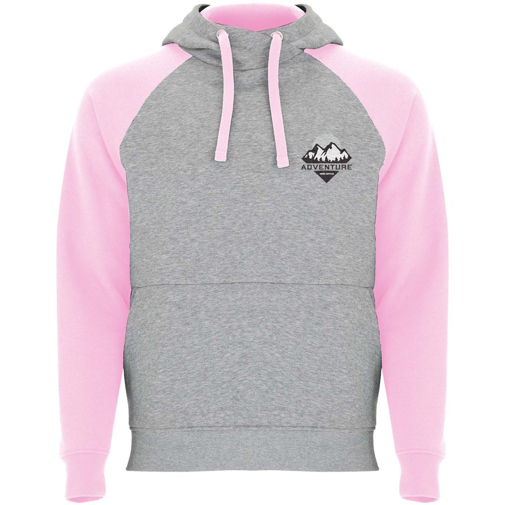 Badet zweifarbiger Kapuzenpullover Unisex heather grau, hellrosa