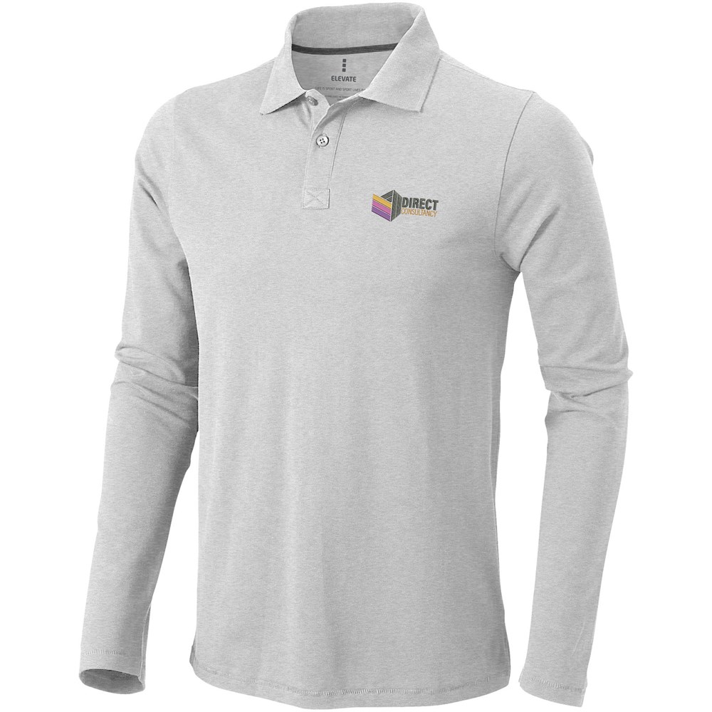 Oakville Langarm Poloshirt für Herren grau meliert