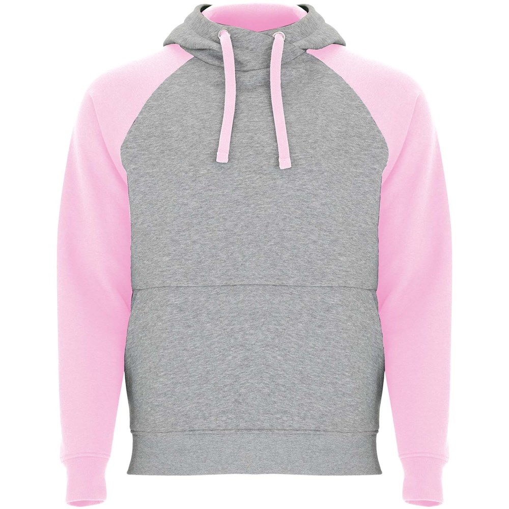 Badet zweifarbiger Kapuzenpullover Unisex heather grau, hellrosa