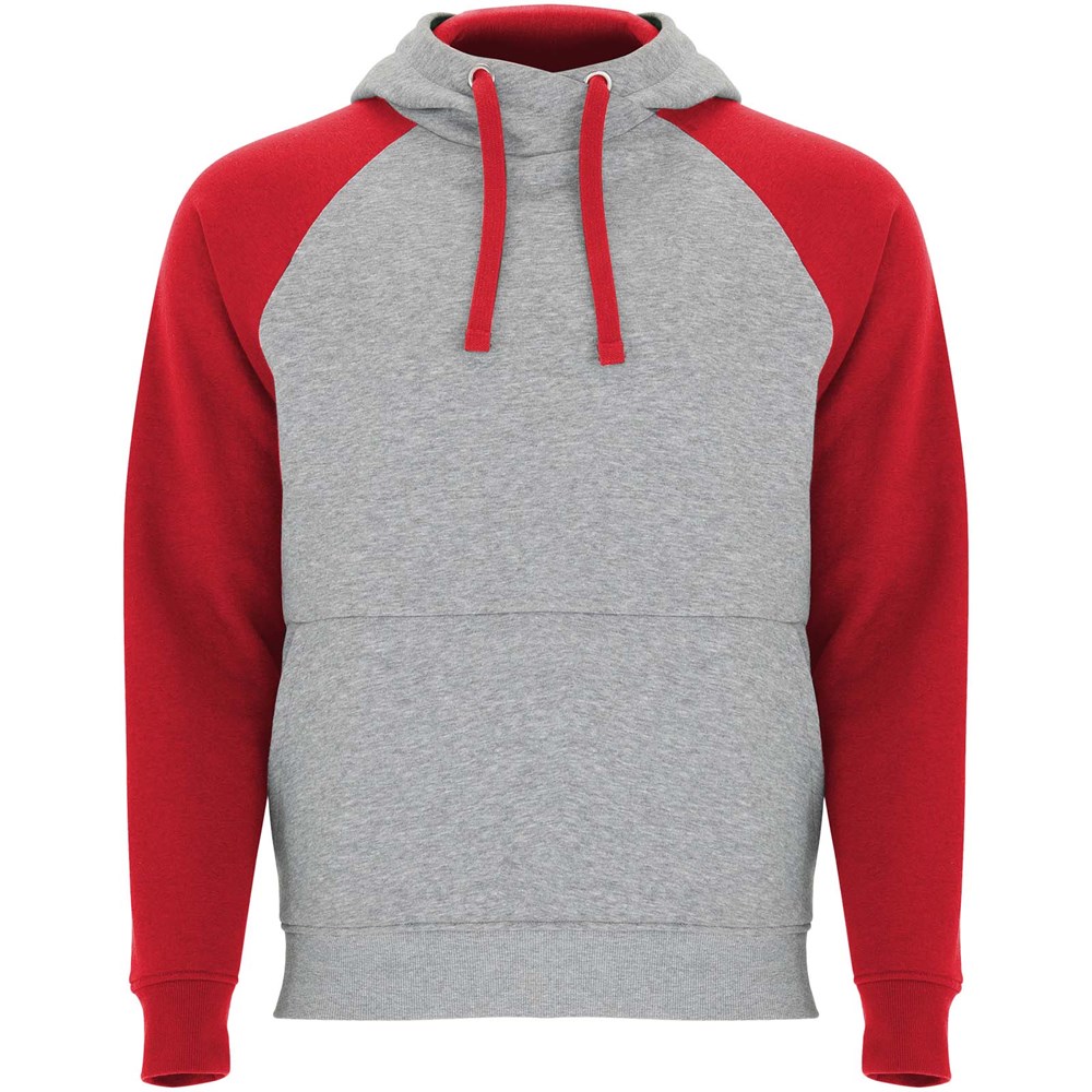 Badet zweifarbiger Kapuzenpullover Unisex heather grau, rot