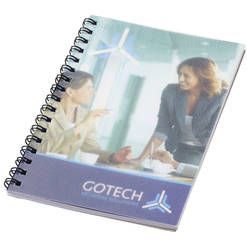 Desk-Mate® A6 Notizbuch mit Kunststoff Cover und Spiralbindung weiss, schwarz