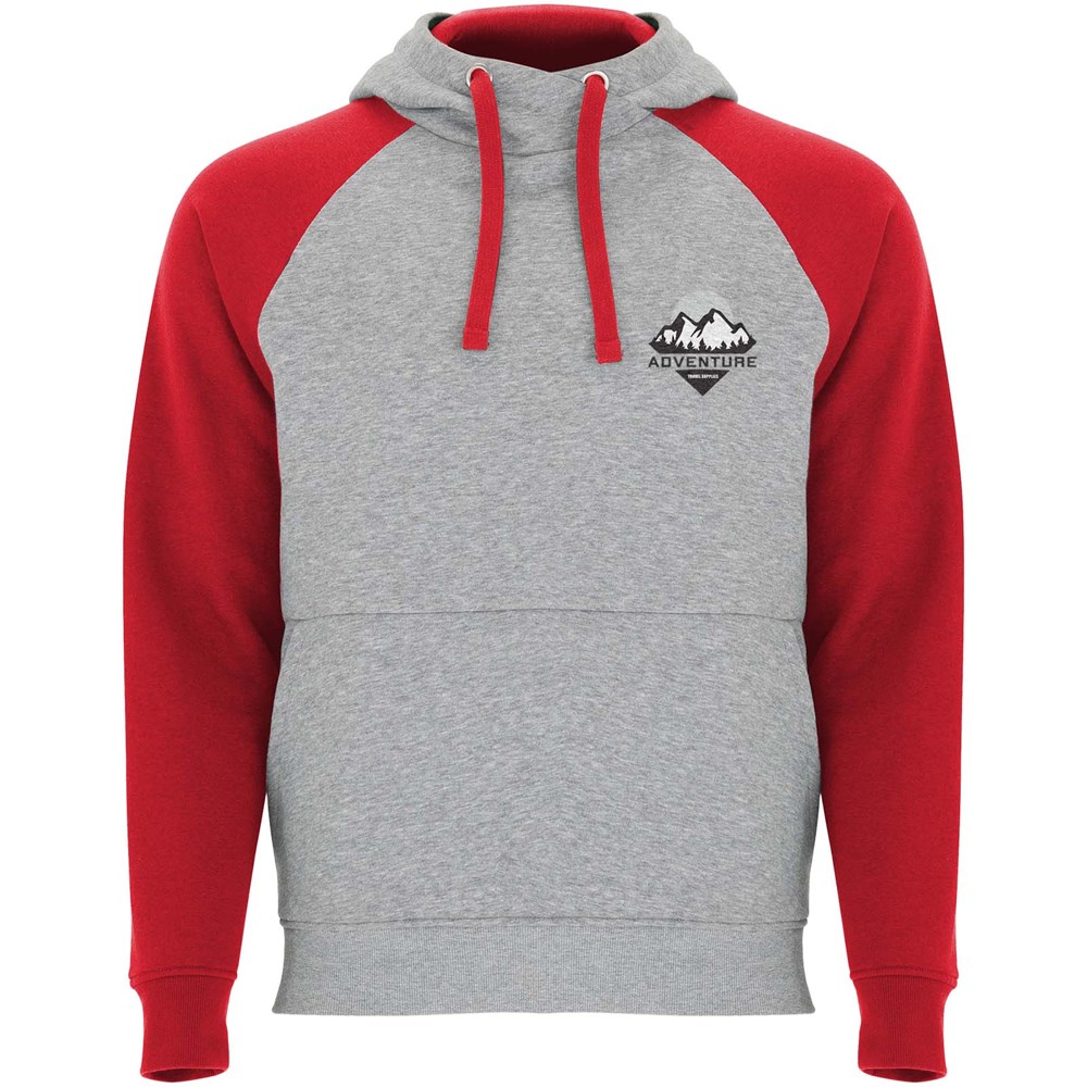 Badet zweifarbiger Kapuzenpullover Unisex heather grau, rot