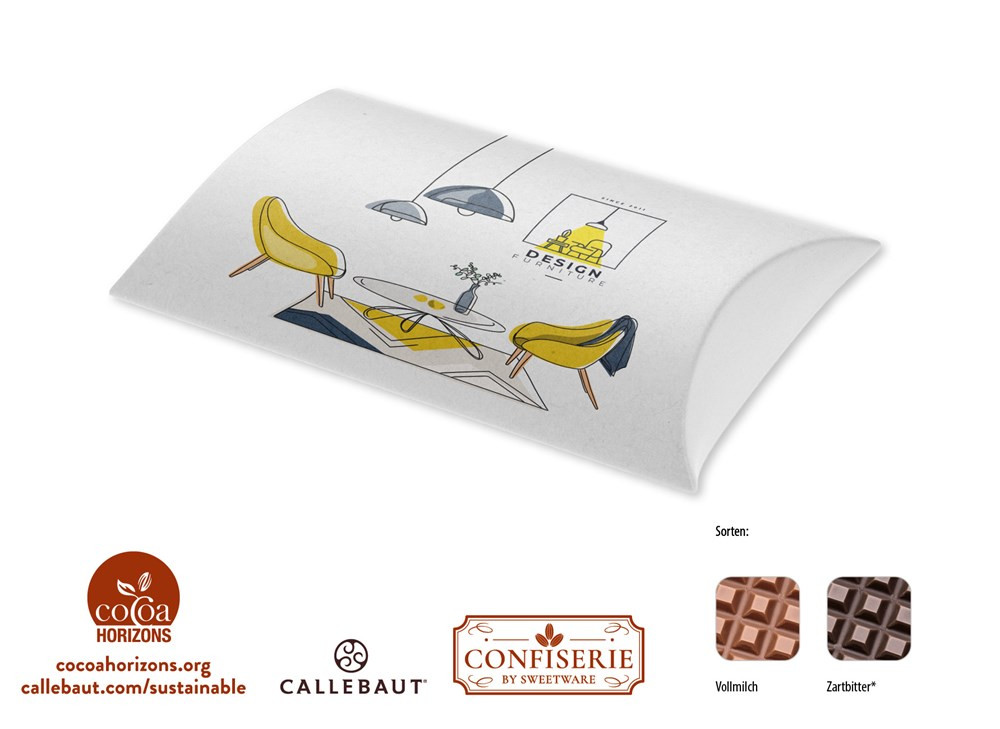 Schokolade 100 g Tafel in Kissenschachtel