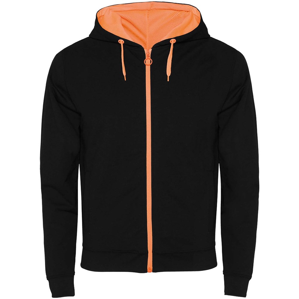 Fuji Kaputzensweatjacke Unisex schwarz, Fluor Orange