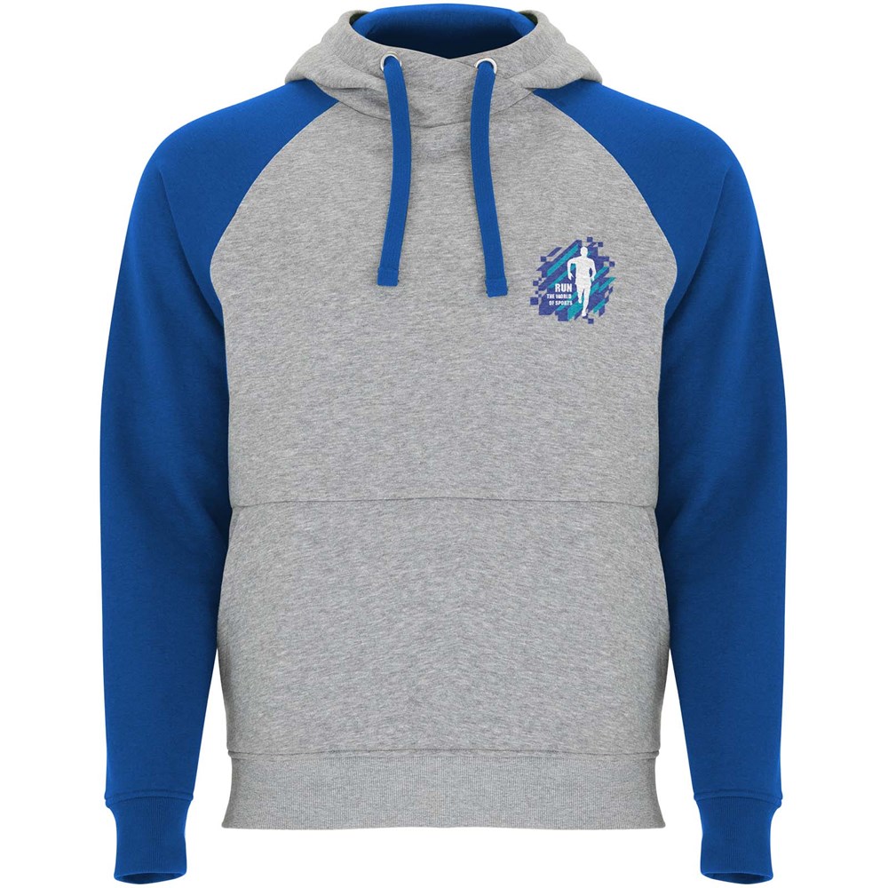 Badet zweifarbiger Kapuzenpullover Unisex heather grau, royalblau