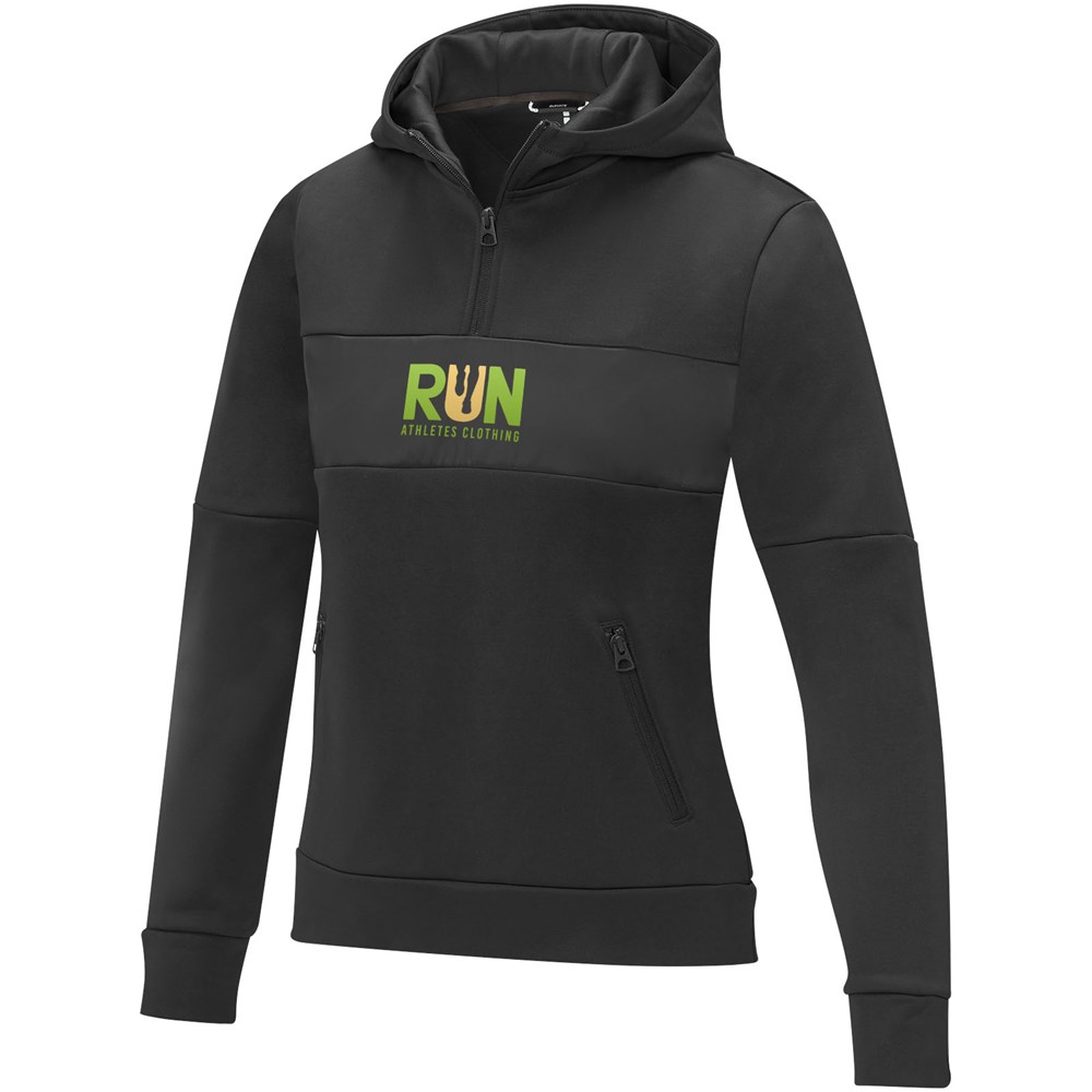 Sayan Kapuzenpullover mit halbem Reissverschluss für Damen schwarz