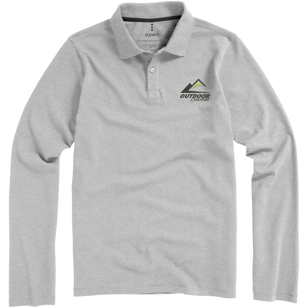 Oakville Langarm Poloshirt für Herren grau meliert