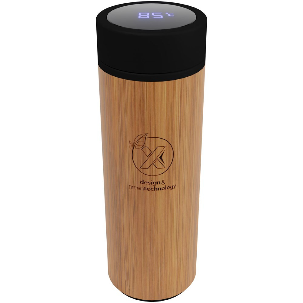 SCX.design D11 500 ml Smart Flasche aus Bambus mit Leuchtlogo