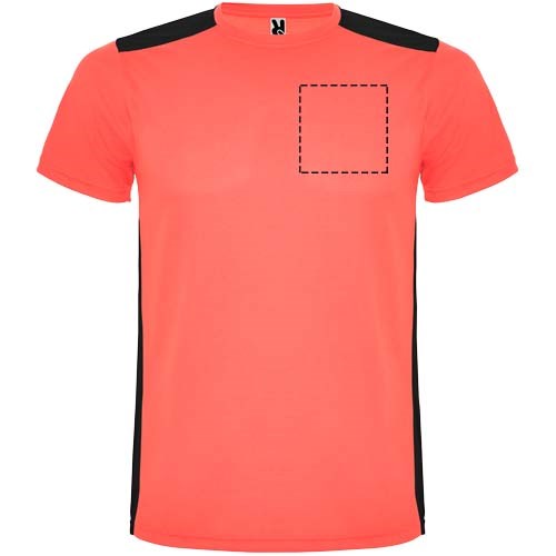 Detroit T-Shirt Unisex aus recyceltem Material Fluor Coral, schwarz
