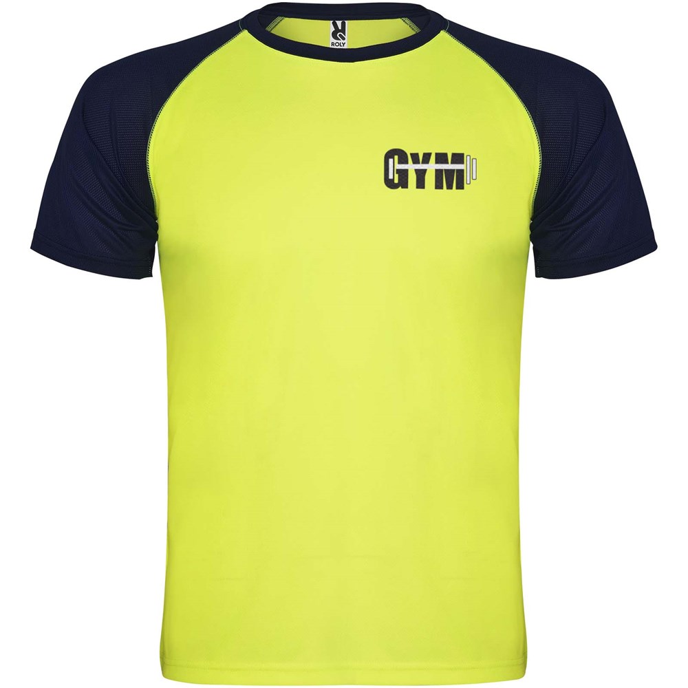 Indianapolis T-Shirt Unisex aus recyceltem Material Fluor Yellow, Navy Blue