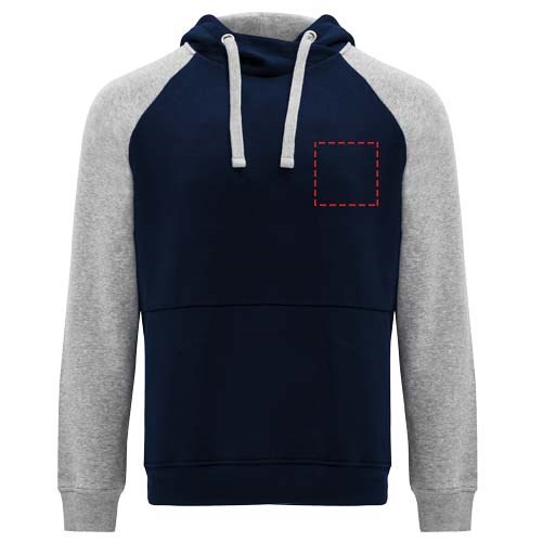 Badet zweifarbiger Kapuzenpullover Unisex Navy Blue, heather grau