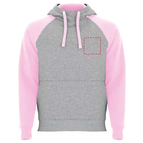 Badet zweifarbiger Kapuzenpullover Unisex heather grau, hellrosa