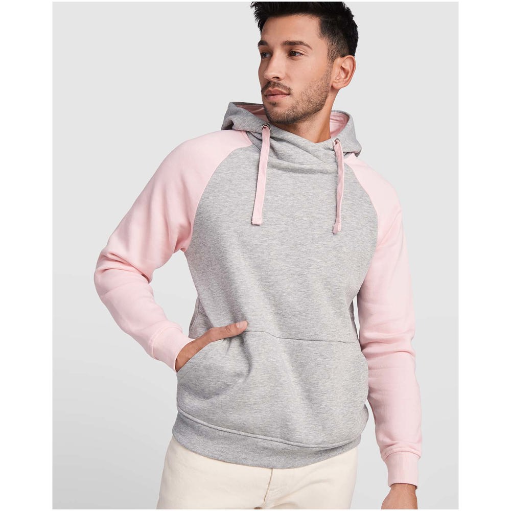 Badet zweifarbiger Kapuzenpullover Unisex heather grau, rot