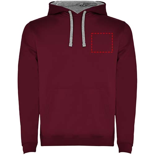 Urban Kapuzenpullover für Herren Maroon rot, Marl Grey
