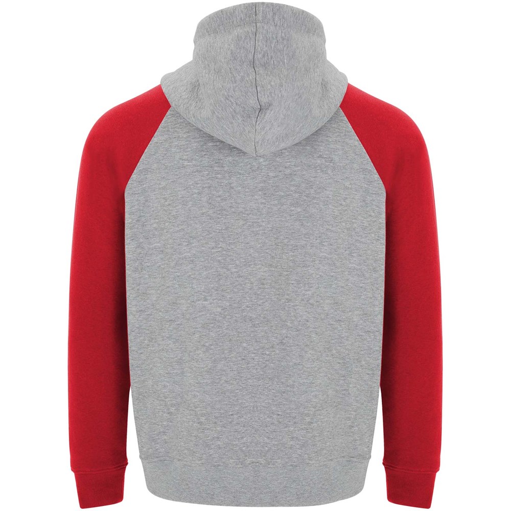 Badet zweifarbiger Kapuzenpullover Unisex heather grau, rot