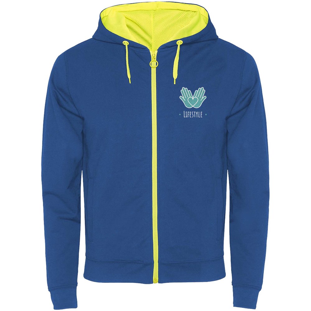 Fuji Kaputzensweatjacke Unisex royalblau, Fluor Yellow