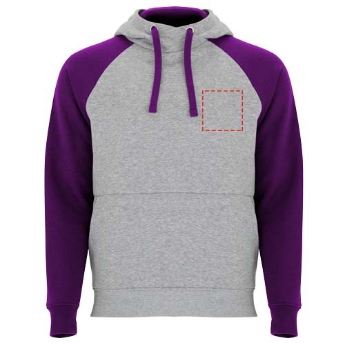 Badet zweifarbiger Kapuzenpullover Unisex heather grau, lila