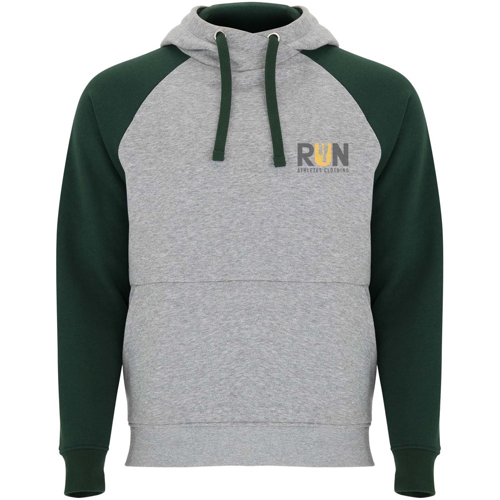Badet zweifarbiger Kapuzenpullover Unisex heather grau, dunkelgrün