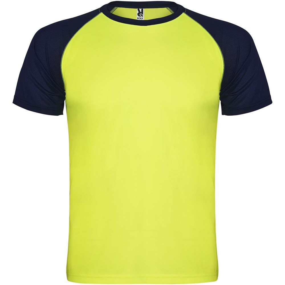Indianapolis T-Shirt Unisex aus recyceltem Material Fluor Yellow, Navy Blue